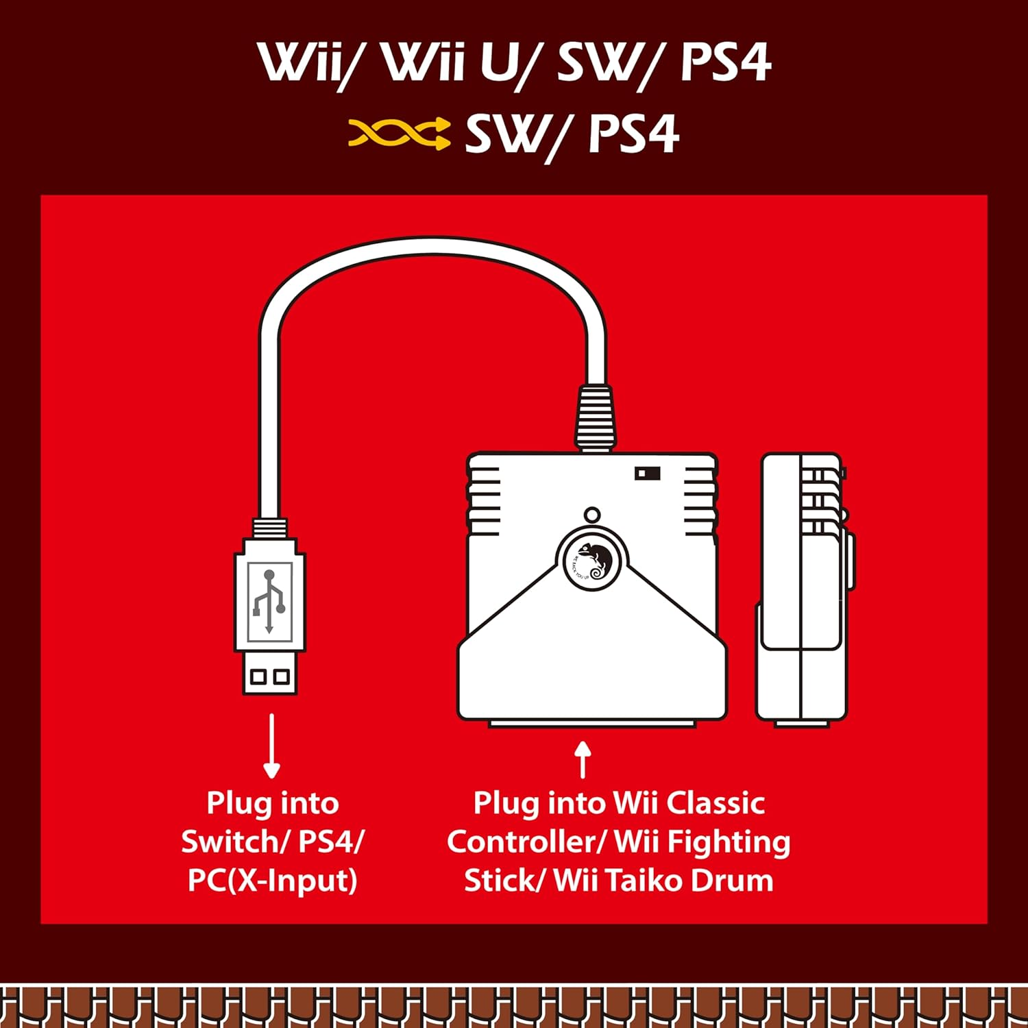 Brook Super Converter - Wii U to SW, Wii Retro Controller Adapter for Switch/Ps4/Pc Game Consoles, Supports Taiko Drum/Classic/Fighting Stick image number 5