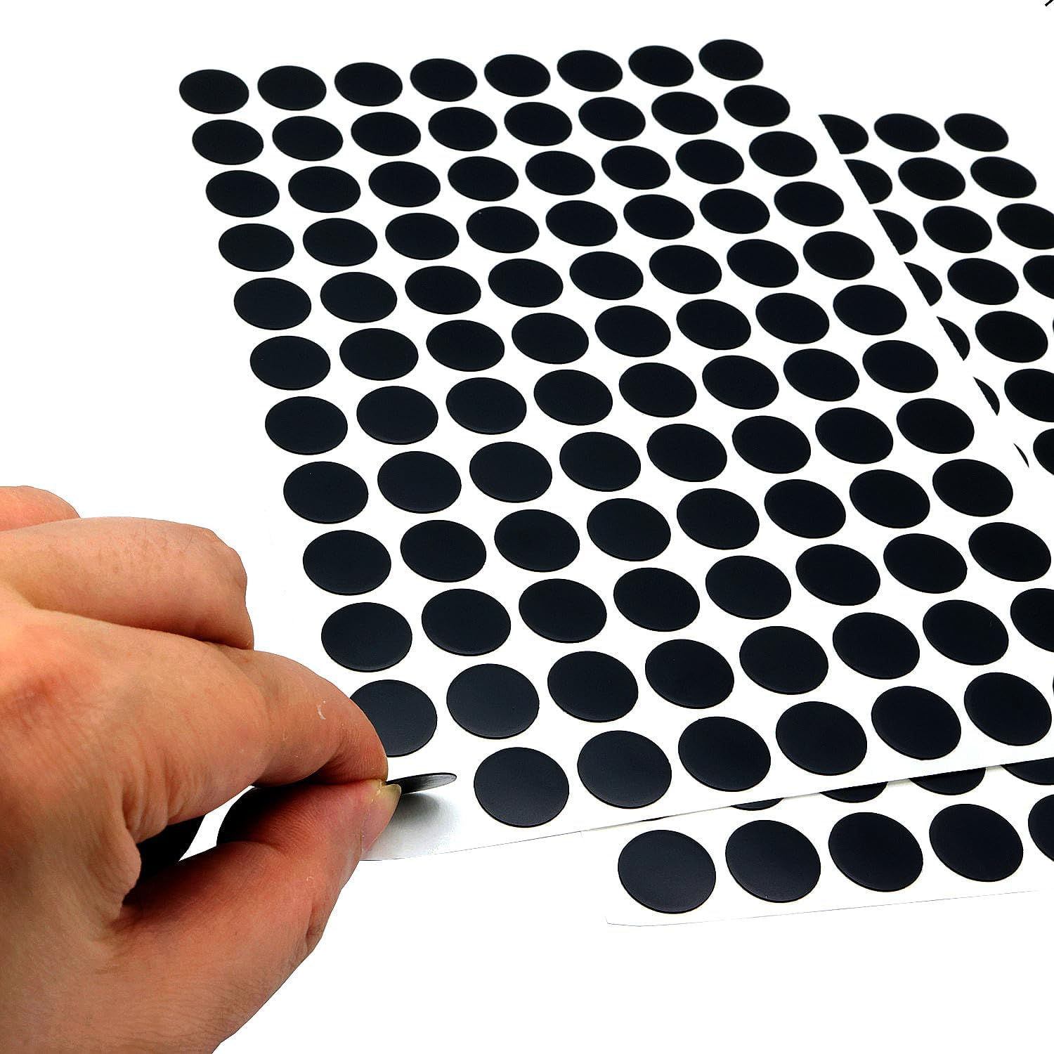 Self-Adhesive Screw Hole Stickers,2-Table 96 in 1 Self-Adhesive Screw Covers Caps Dustproof Sticker 15Mm Black image number 4