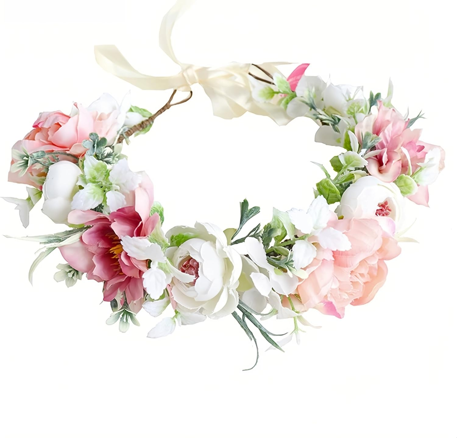 Artificial Bridal Flower Crown Women Floral Headband Flower Halo Floral Crown Wedding Party for Party Birthday Dance Headwear Maternity Shoot Props
