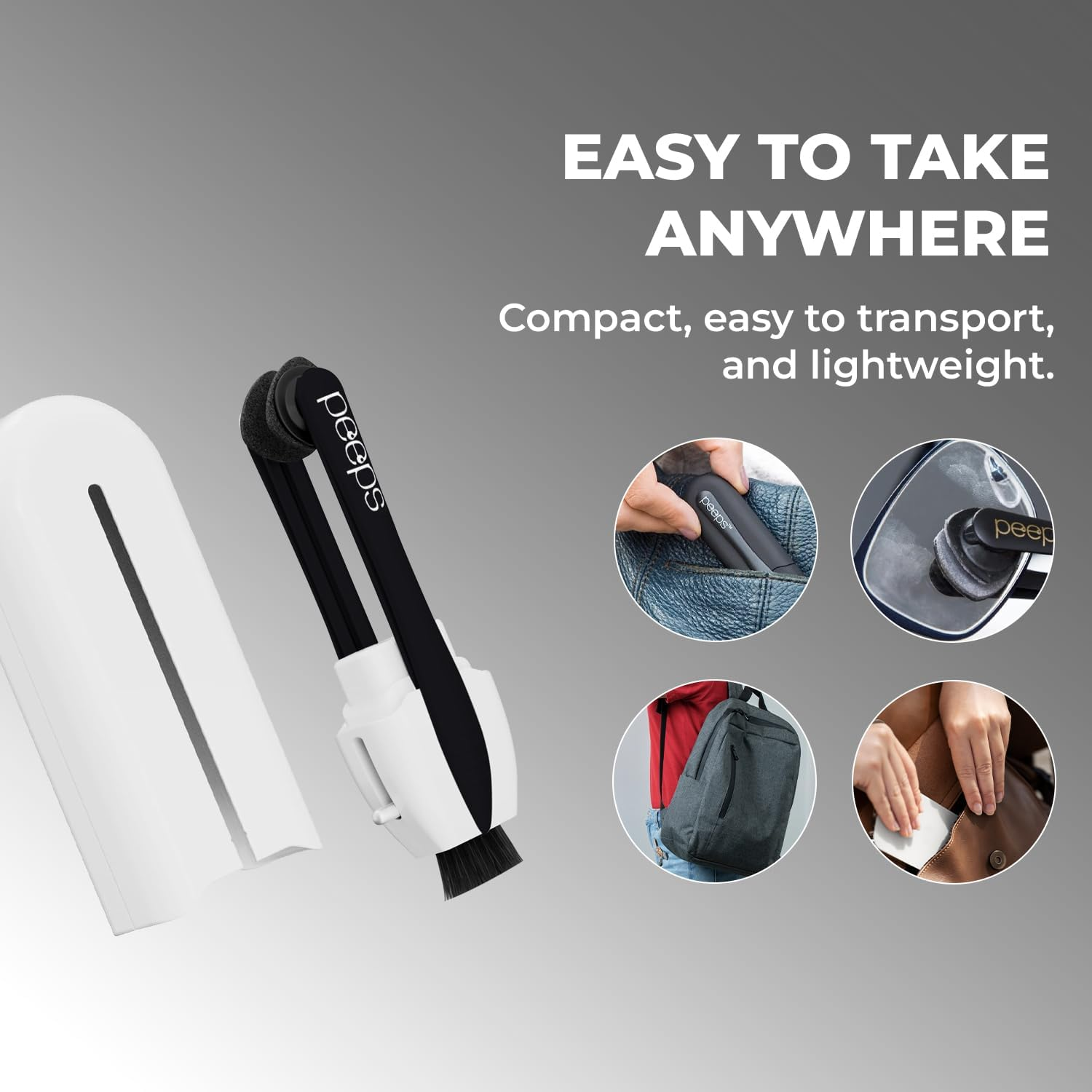 Peeps Compact Glasses Cleaner by Carbonklean | Removes Fingerprints, Smudges, Streaks, Oil & Film | Reusable (500+ Times), Non-Abrasive | Safe for All Optical Lenses | White image number 1