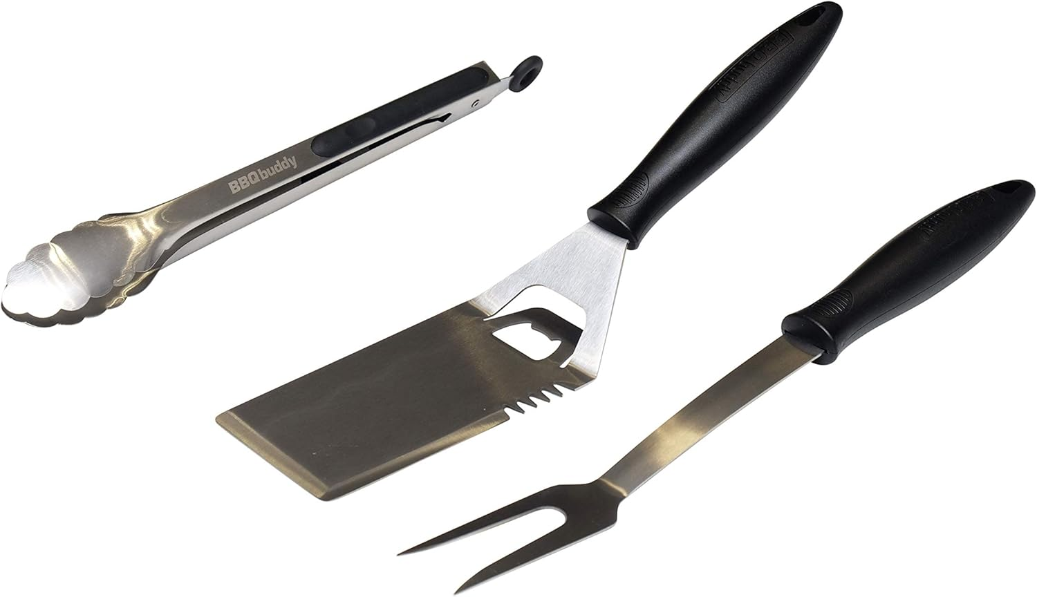 BBQ Buddy 2 Piece Tool Set - Tongs and Grill Spatula for Outdoor Grill - Stainless Steel BBQ Set with Ergonomic Handles and Bottle Opener - BBQ Tools image number 4