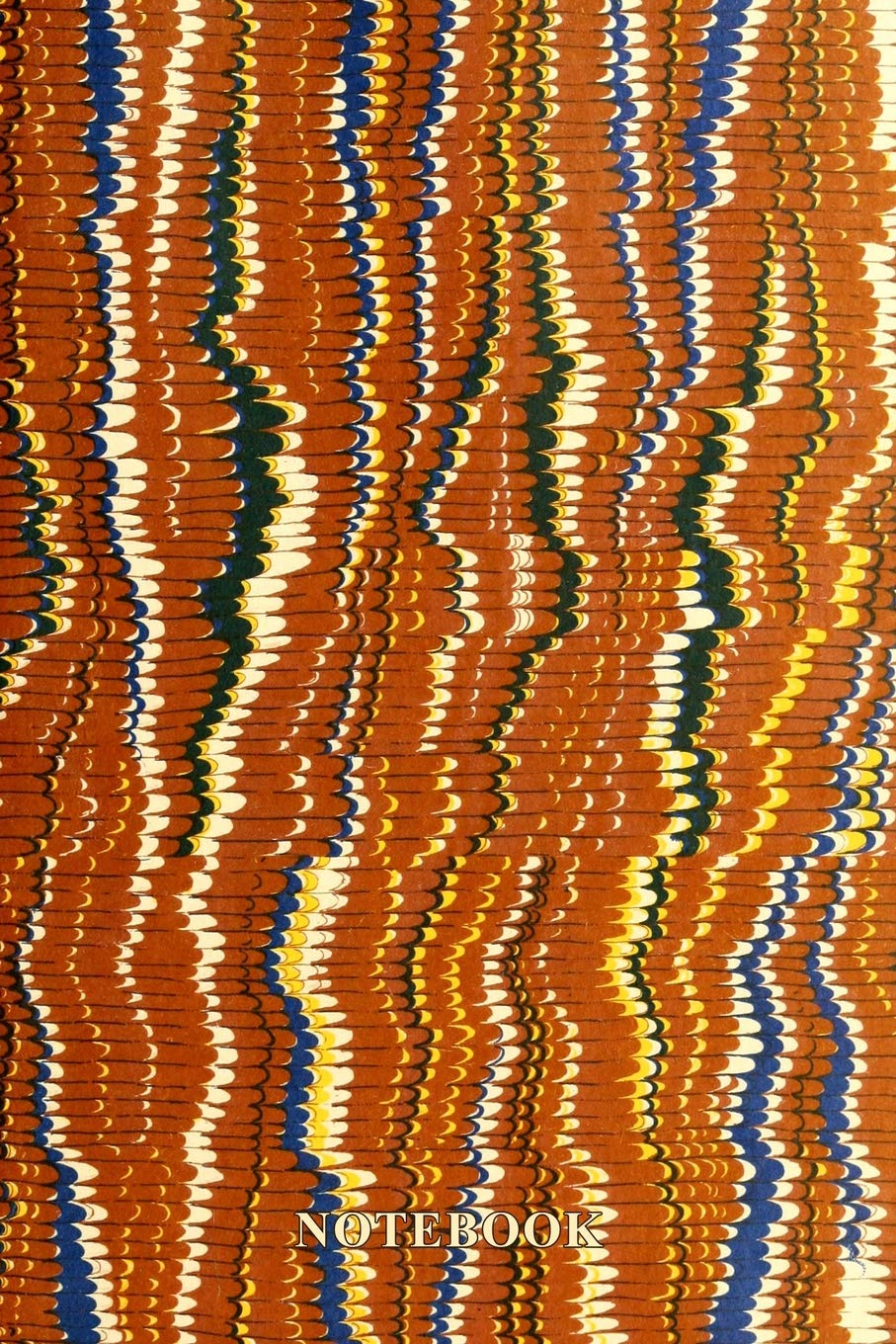 Notebook: Vintage Marbling Journal - Retro Orange Blue Marbled Endpaper Design - 100 Wide Ruled 6" X 9" Pages image number 1