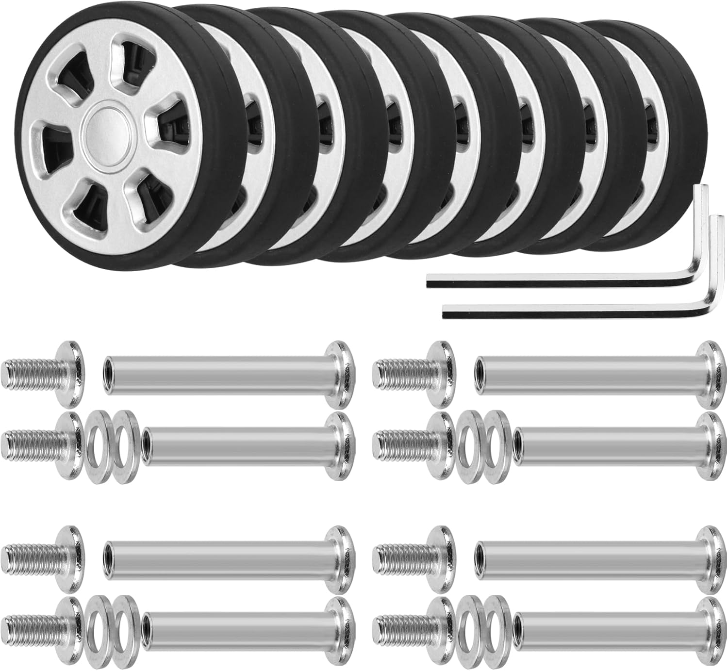Volein Pack of 8 Suitcase Replacement Wheels Luggage Replacement Wheels Wear-Resistant Suitcase Wheels Rubber Replacement Wheels for Suitcases