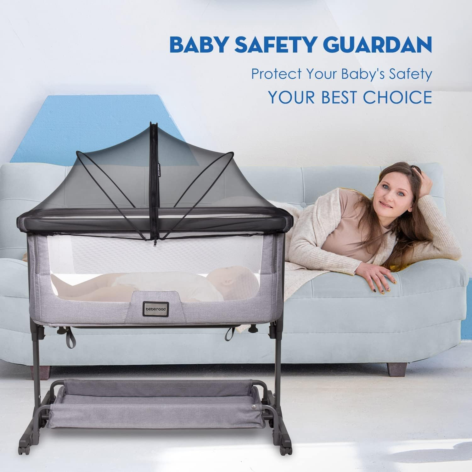 Bassinet Mosquito Net Cover - Protect Your Baby with a Mesh Cover for Bassinets, Bedside Sleepers, and Travel Cribs, Keeping Cats and Mosquitoes at Bay (Black) image number 3