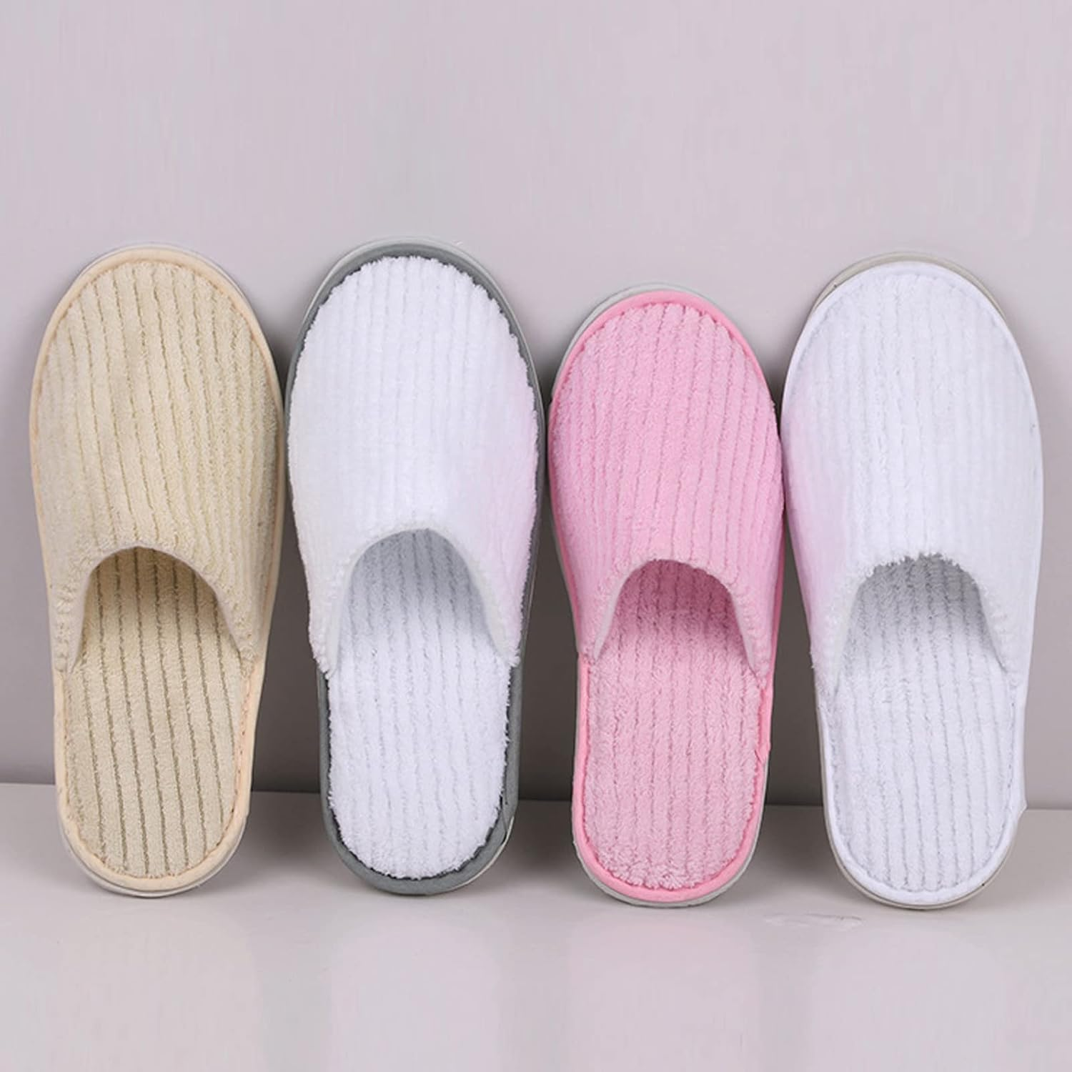 Spa Slippers for Men Women, Non Slip Thick Cotton Velvet Hotel Slippers, Washable House Slippers for Guests Wedding Bridesmaid Travel Party Bathroom image number 2
