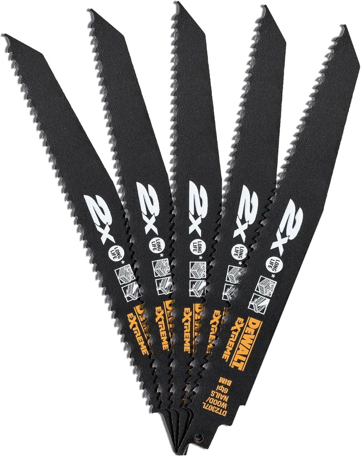 Dewalt DT2307L-QZ Bimetal Reciprocating Blades (5 Piece), 8.98" image number 3
