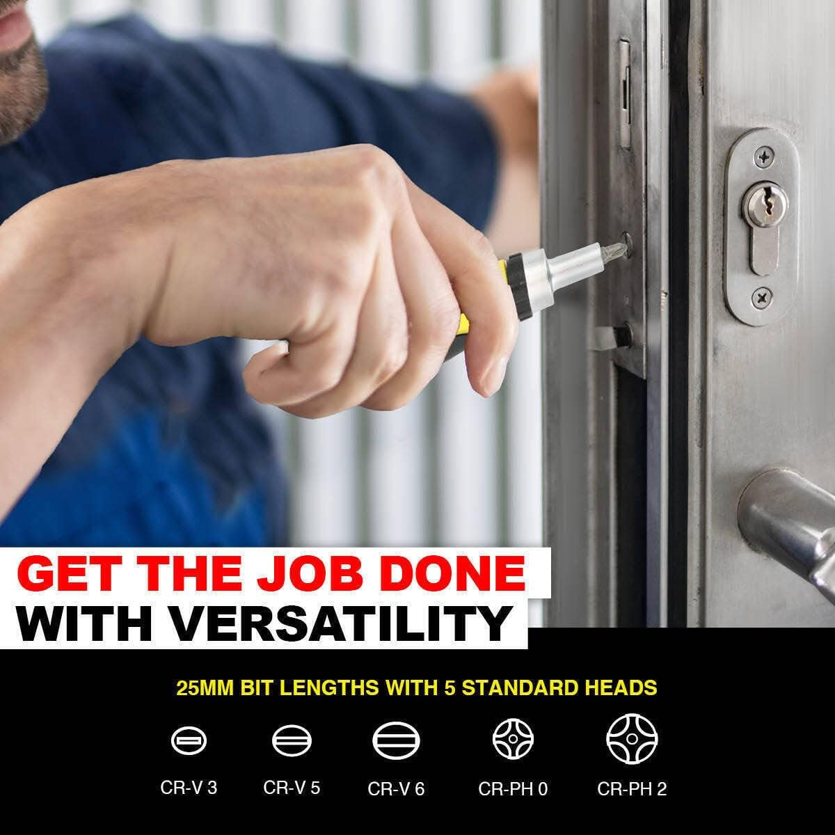 Ratchet Screwdriver & Bits Set Magnetic Tip Internal Storage image number 5