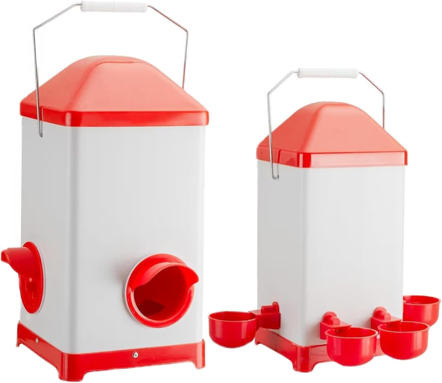 CLOUDSEASON Chicken Feeder and Waterer Set 8Kg Auto Chicken Feeders and 4L Poultry Waterers 4 Auto-Fill Water Cups and 2 Feeding Ports with Rain Hood image number 1