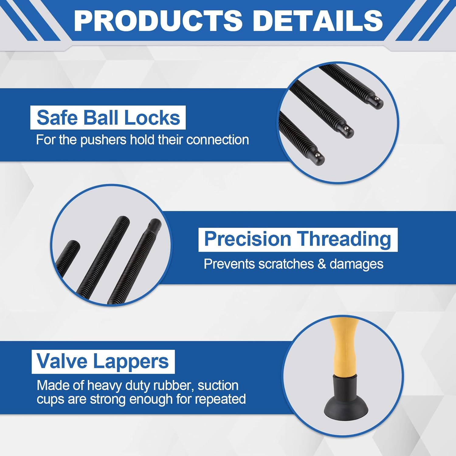 Loksun Valve Spring Compressor, 10Pcs Valve Spring Removal Tool with Solid C Clamp, 5Pcs Collet Pusher Adapters for Motorcycle, Car, Small Engine Vehicle Equipment image number 2