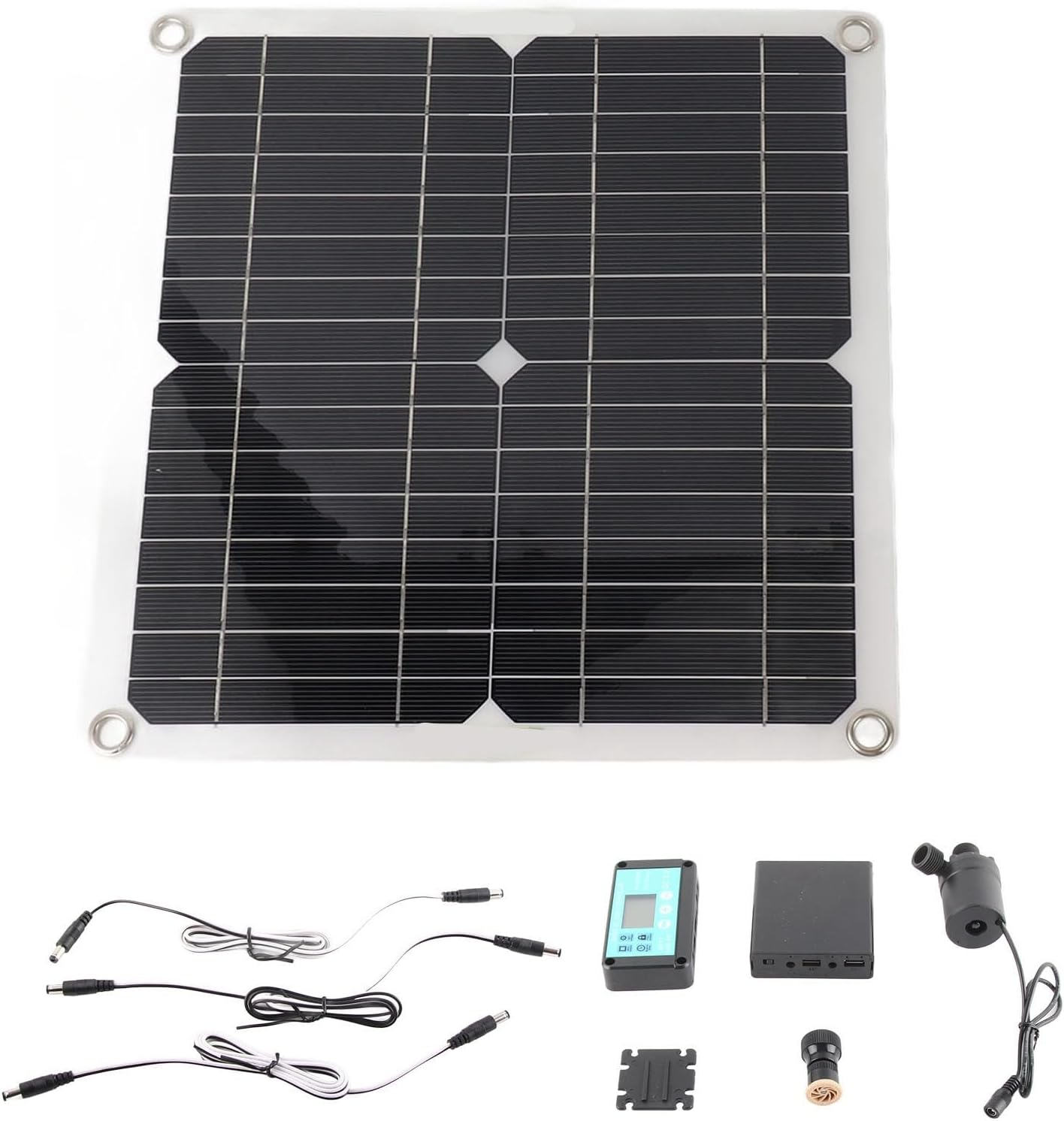 Solar Water Pump Kit 50W Solar Panel 22W Water Fountain Pump with Battery Box Timing Controller image number 3