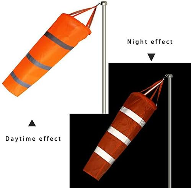 Wind Measurement Sock, Airport Windsock Outdoor Garden Patio Orange Windsock Wind Direction Measurement Sock, 80CM image number 1