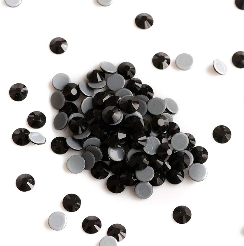 Crystal Rhinestones Hot Fix Crystals for Crafts Clothes Flatback Glass Crystal for Decoration round Gems (Jet Black SS20 1440PCS) image number 3