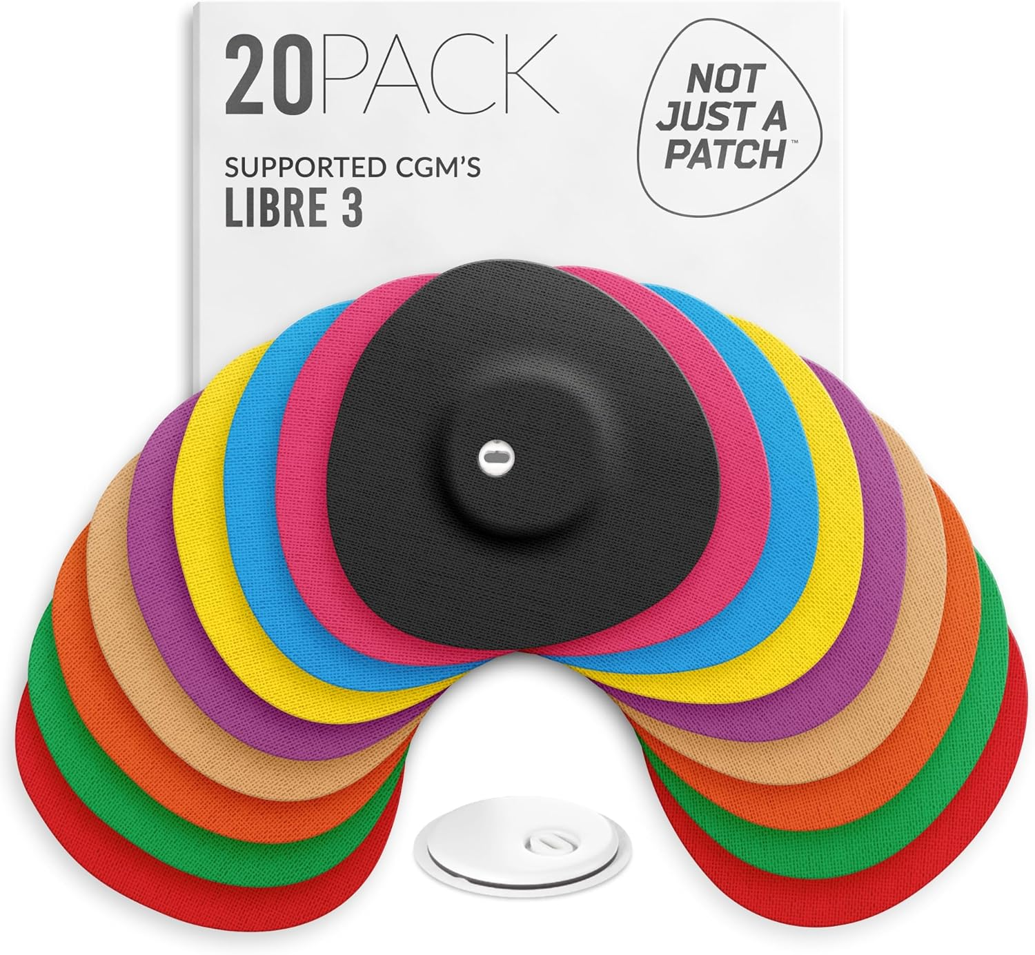 Not Just a Patch Freestyle Libre 3 plus Sensor Covers (20 Pack) &ndash; Breathable, Sweatproof & Secure Hold &ndash; Precision-Cut Hole for Ventilation, Enhanced Adhesion & Gentle Support &ndash; 10-14 Day Wear - Beige