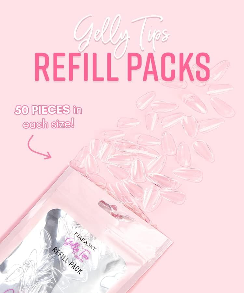 Kiara Sky Gelly Tip Soak off Nails Refill Packs - Square Shape (Medium Length) (Sizes 6, 7, 8, 9)