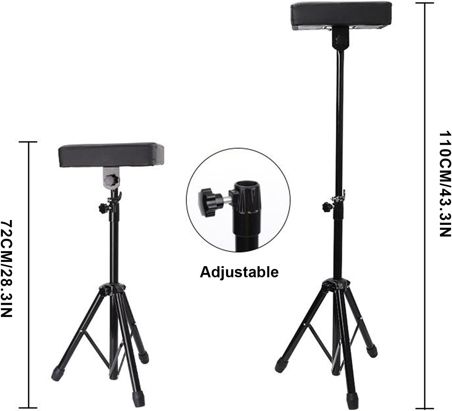 TONBAO Tattoo Armrest with Tray - Height and Tilt Adjustable Folding Arm Rest, Black Leather Pad for Tattoo Studio image number 2