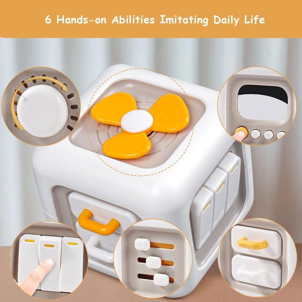 6 in 1 Busy Cube Montessori Toys for 1 Year Old Boy, Baby Sensory Toys for Ages 1-3, Toddler Learning Activities Travel Toy Birthday 1 2 3 Year Old Boy Girl image number 4