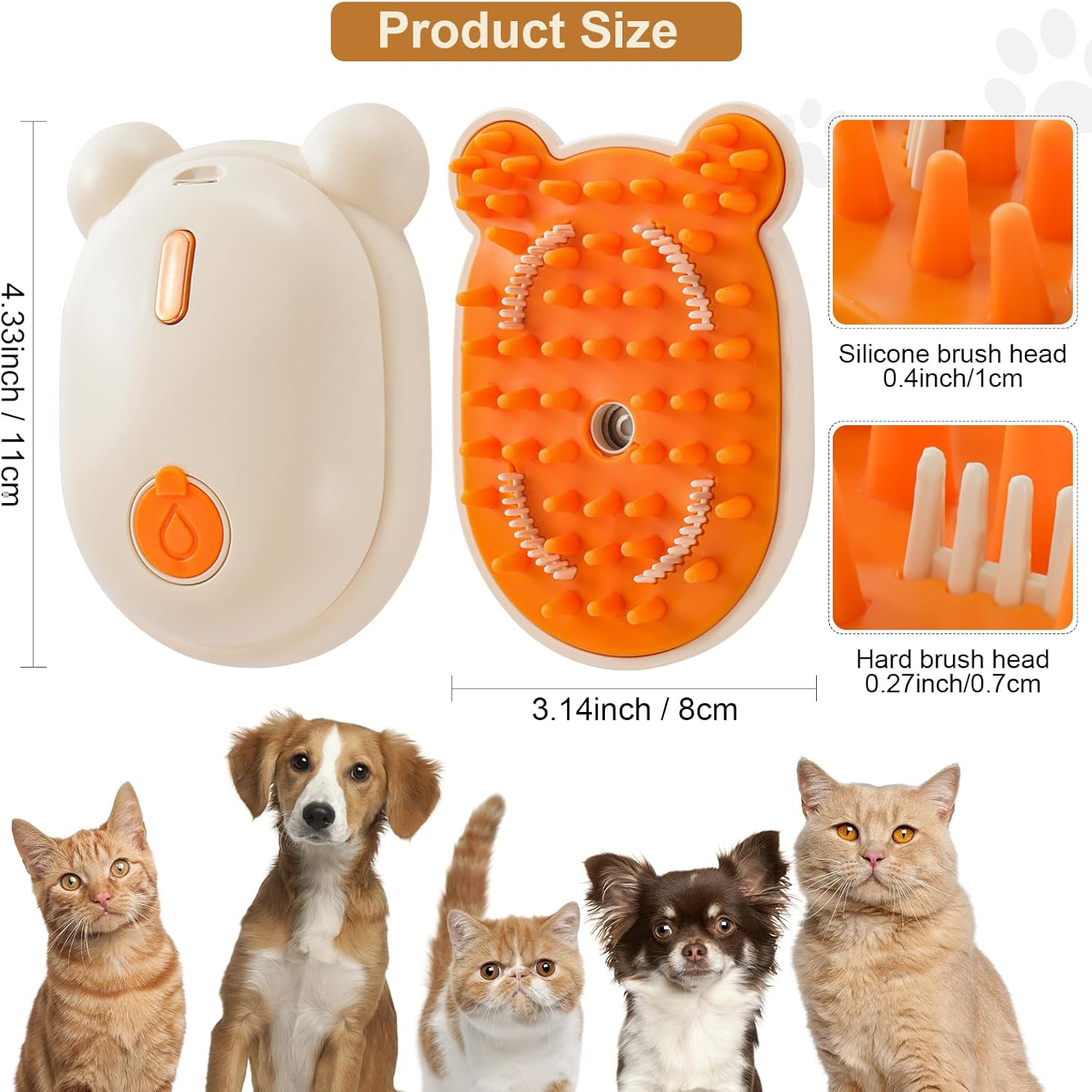 Cat Steam Brush Rechargeable Cat Brush Steamer for Shedding,Self-Cleaning Grooming Brush for Long &Short Haired Dogs and Cats,Remove and Clean Tangled &Loose Hair,Orange image number 1