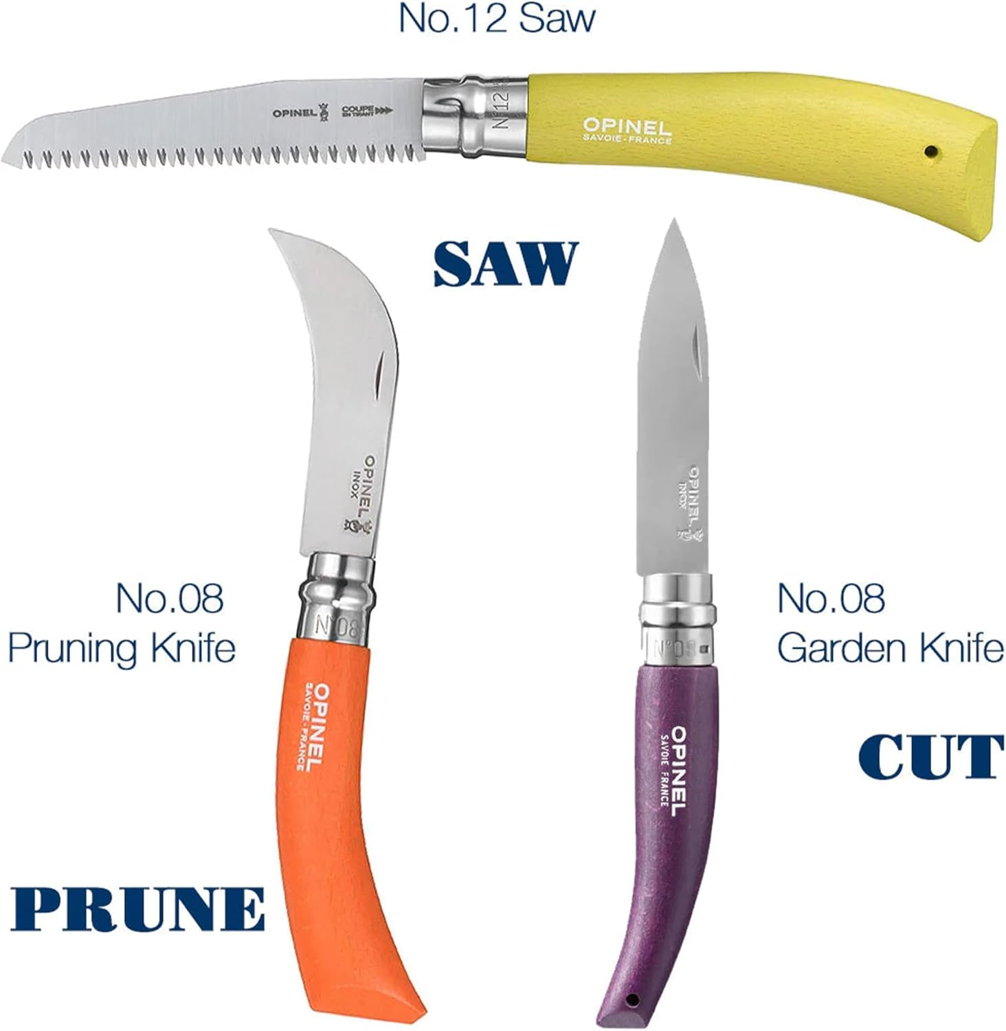 Opinel 3-In-1 Gardener'S Tool Wooden Box with N Degree12 Apple Green Handle Saw Knife