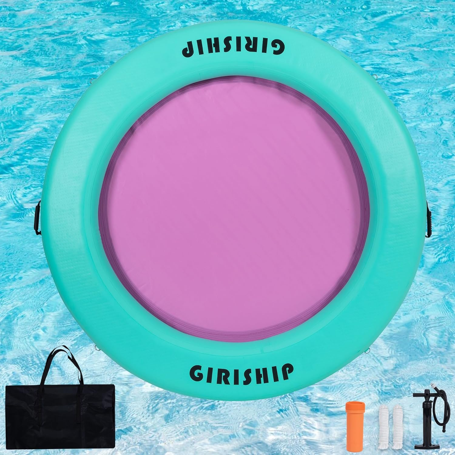 6FT Inflatable Floating Dock, Water Hammock Floating Ring, Pool Hammock Float Inflatable Dock for Adults, Floating Docks for Lakes and Pools