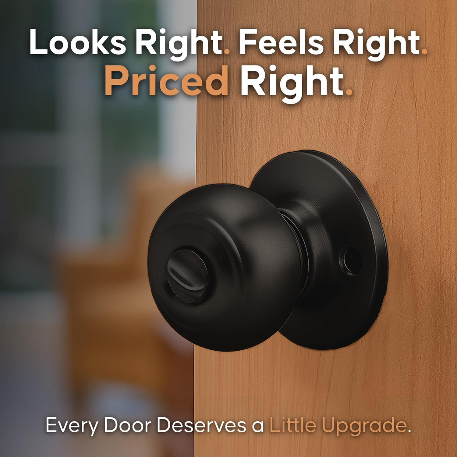 Copper Creek Matte Black Door Knobs - round Colonial Knob with Privacy Locking Function for Home Improvement, 2 Pack - Fits All Standard Doors - Locking Door Knob for Bedroom and Bathroom Use image number 6
