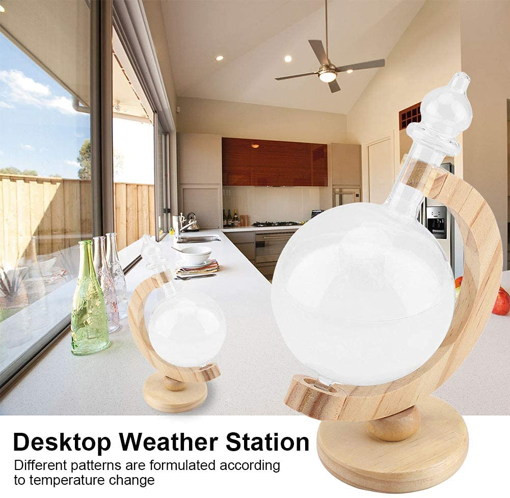 Yosoo Crystal Weather Forecast Bottle Wishing Ball Creative Globe-Shaped Storm Glass Bottle Desktop Weather Station Weather Predictor image number 4
