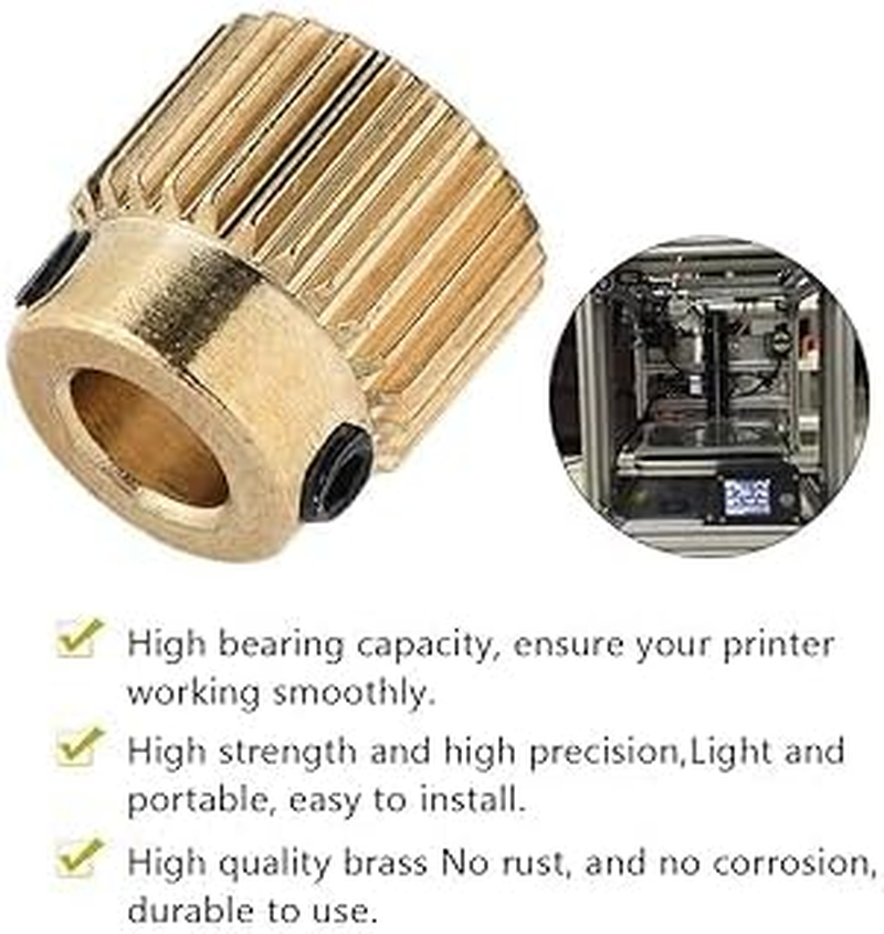 10Pcs 40 Teeth Brass Drive Gear, High Strength & High Bearing Capacity Extruder Gear, 3D Printer Accessories for MK7 MK8 Extruder (26 Teeth) image number 6