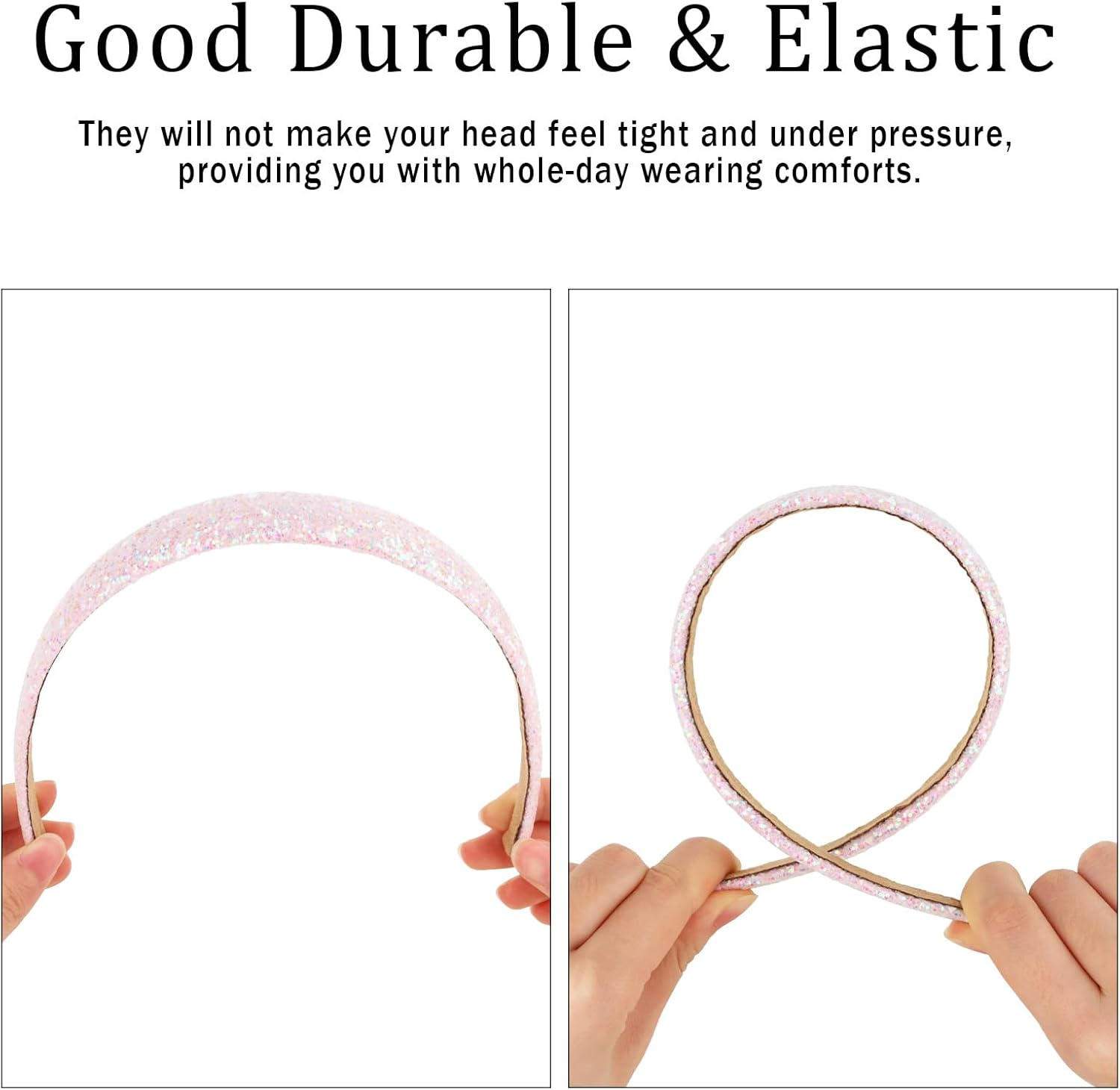 Glitter Headbands for Girls, 3PCS Cute Sequin Headbands for Women Sparkly Headband Bling Hair Bands, Head Bands for Girls Hair Accessories (Pink, Blue, White) image number 2