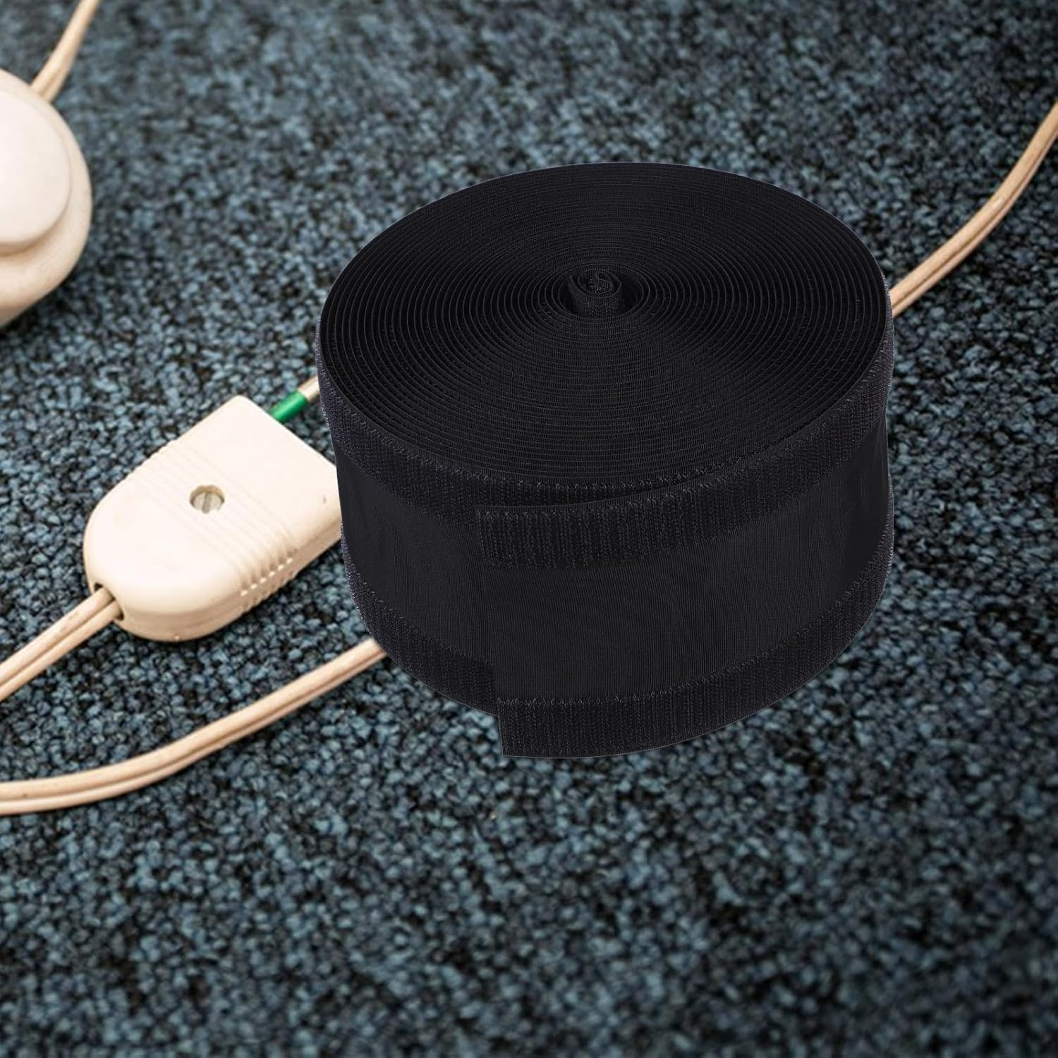 POPETPOP Cable Floor Strip Cord Cover: 12M Floor Cord Cover Wire Carpet Cable Management - Black Wire Cover for Floor, Protect Cords and Prevent a Trip Hazard for Home Office image number 5