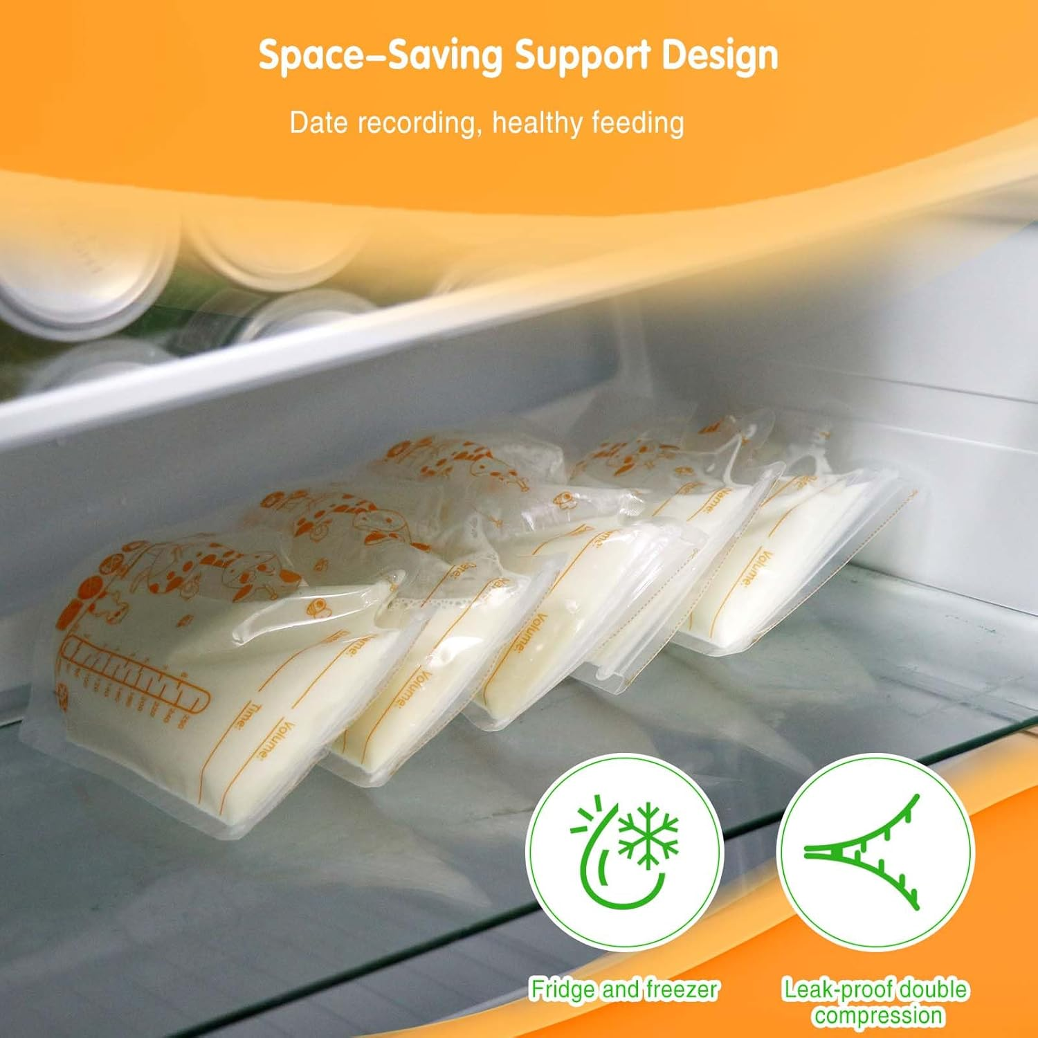 Vinabo Pack of 50 Breast Milk Bags, 250 Ml Bpa-Free Breast Milk Storage Bag, Milk Bag for Breast Milk with Spout for Breastfeeding, Self-Standing, Can Be Frozen, Pre-Sterilised image number 4