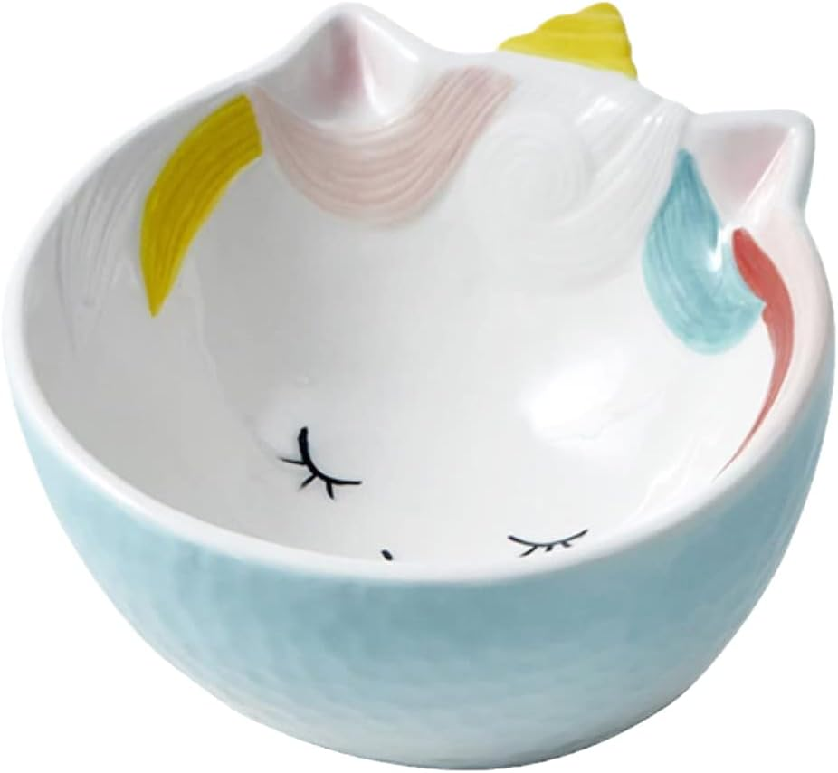 Ceramic Tall Bowl Pet Bowl with Slanted Mouth Ceramic Pet Food Bowl for Flat Faced Cats,Small Dogs,Protects Pets Spine-Ds16 Mint Green Water Bowl image number 2
