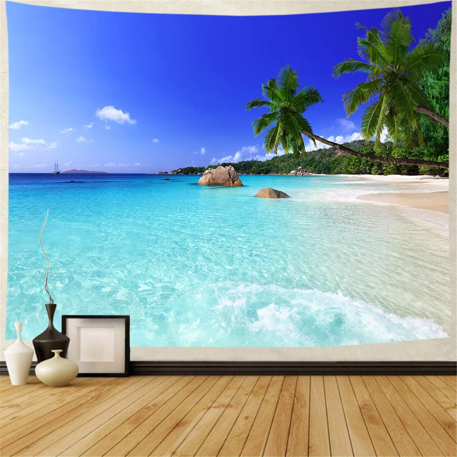 Tapestry Ocean Beach Tapestry Wall Hanging Tropic Paradise Beach Wall Tapestry Coconut Tree Tapestry Hippie Bohemian Tapestry Palm Tree Tapestry for Home Decor