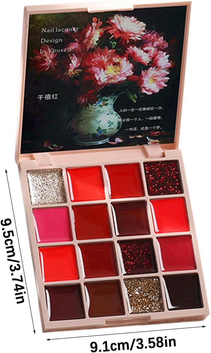 Solid Nail Gel Polish | 16-Color Cream Nail Gel Polish | Glossy Solid Nail Gel Polish Oil Painting Manicure Palette Nail Glue for Women - 16 Colors Mocha Peach image number 6