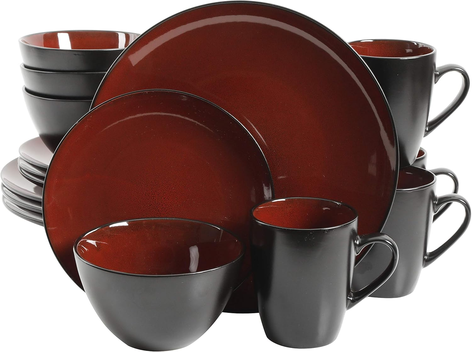 Gibson Home 109536.16R Reactive Stoneware Soho round Dinnerware Set, Blue, 16 Piece