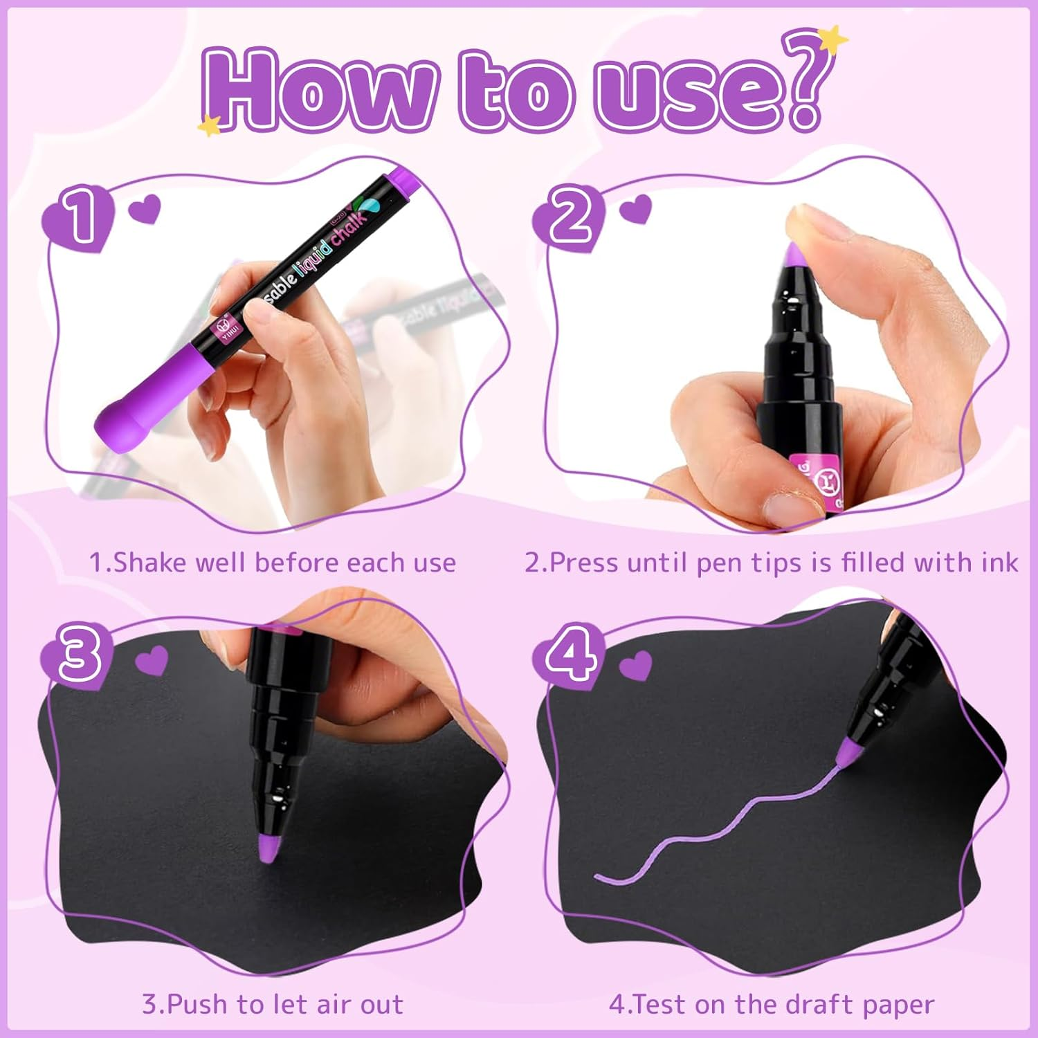 Dawntress Liquid Chalk Markers Pen for Blackboards, 12PCS Dry Erase Marker Pens for Glass & Chalkboards, Fine Tip Erasable Markers Chalk Pens for Windows, Signs, Menu Boards, DIY Drawing, Mirrors