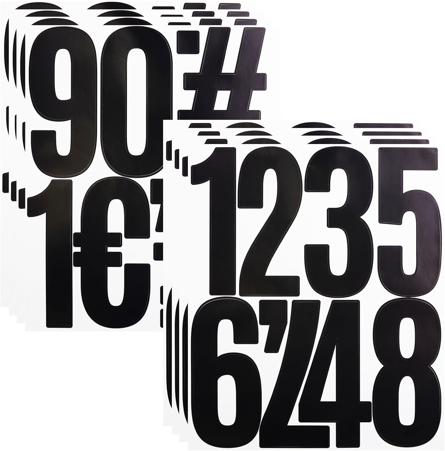 5 Inch Vinyl Number Stickers,88 Pieces Self-Adhesive Large Numbers 0-9 and Punctuation Sticker for Mailbox,House Nummber,Inventory Classification and Marks,8 Sheets Black image number 4