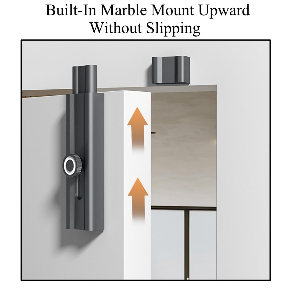 Door Bolt Locks 80Mm Aluminum Alloy Slide Bolt Latch Adhesive-Mounted Sliding Locks Home Safety Door Lock for Wood, Metal, Glass and More (Black) image number 6