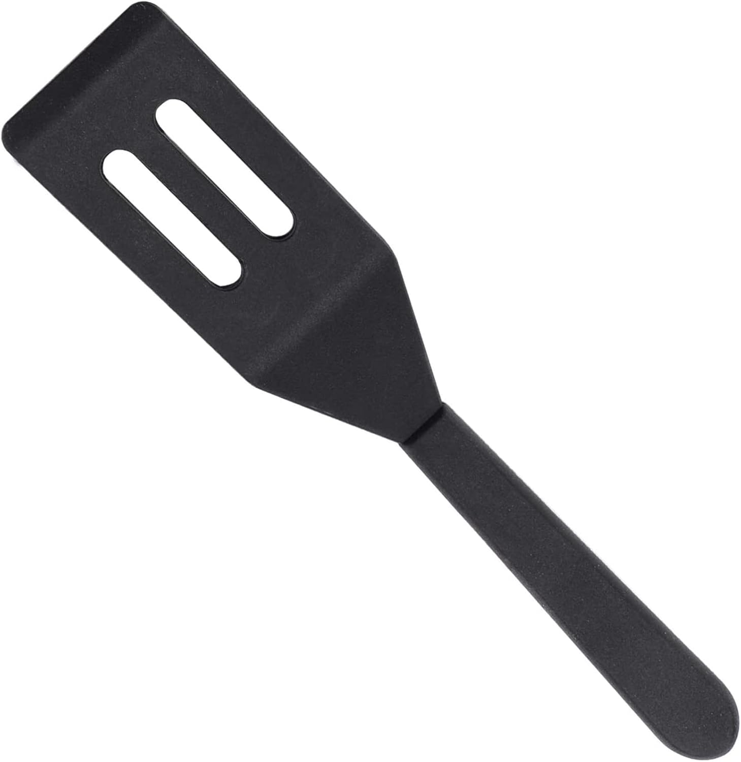 SAVITA Mini Brownie Serving Spatula Flexible Silicone Turner Heat-Resistant Flipper Nonstick Slotted Spatula for Fish, Eggs, Pancakes, Wok(Black)