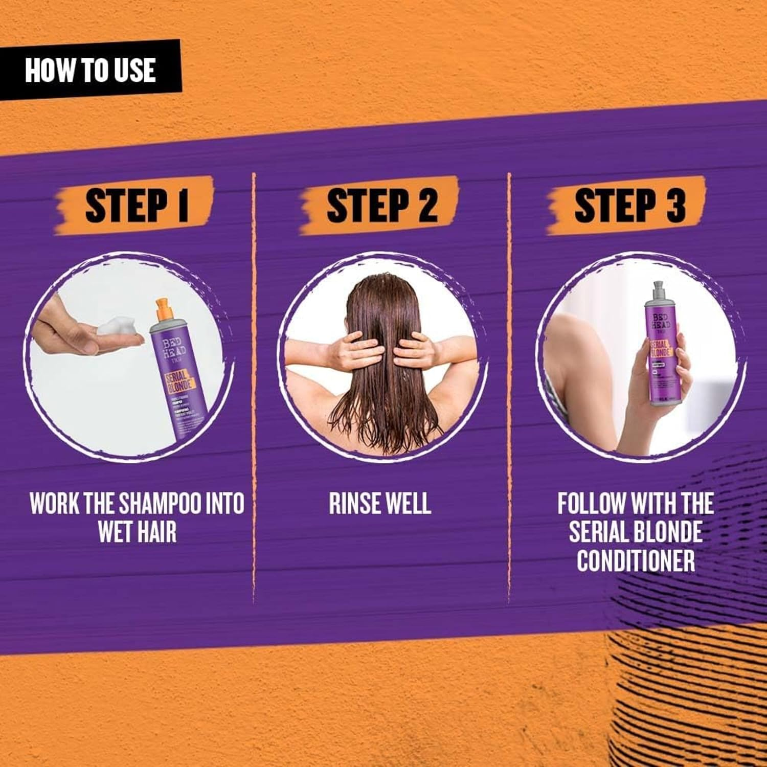 TIGI Bed Head Serial Blonde Purple Toning Shampoo 400 Ml - Orange Scent, Sulfate Free, Liquid, Chemically Treated Hair image number 5