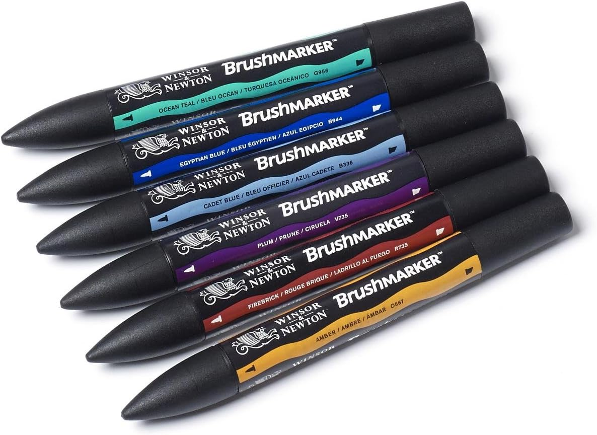 Winsor & Newton Rich Tones Brushmarker 6-Pieces Set image number 5