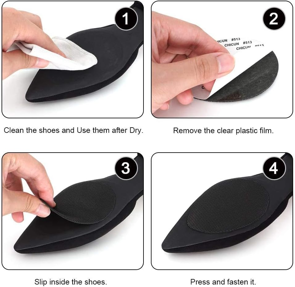 Non-Slip Shoes Pads Adhesive Shoe Sole Protectors, High Heels Anti-Slip Shoe Grips (Black, One Size) image number 2