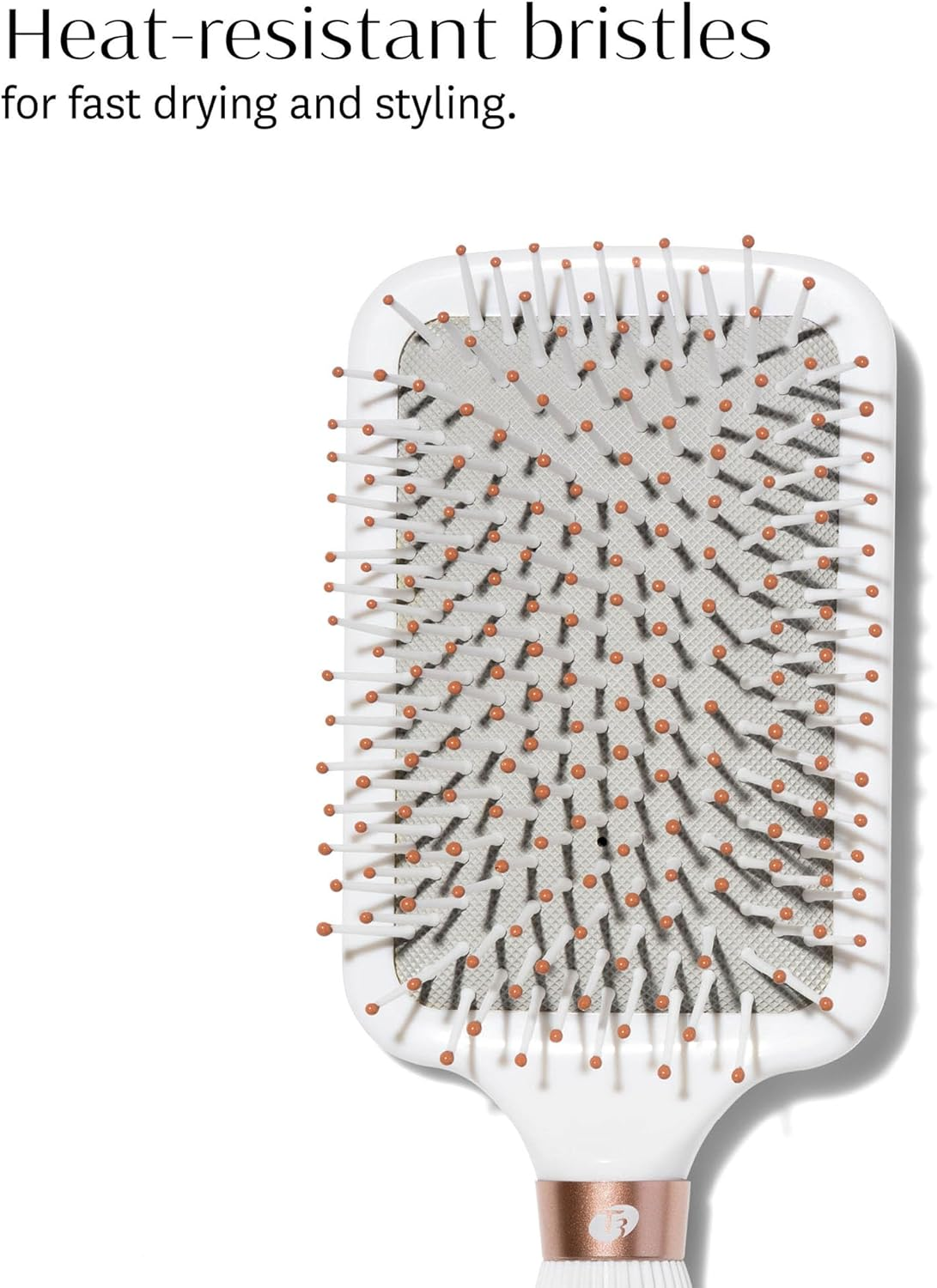 T3 Smooth Paddle Brush | Cushioned Body and Wide Flat Base for Gentle Styling | Heat Resistant Bristles image number 5