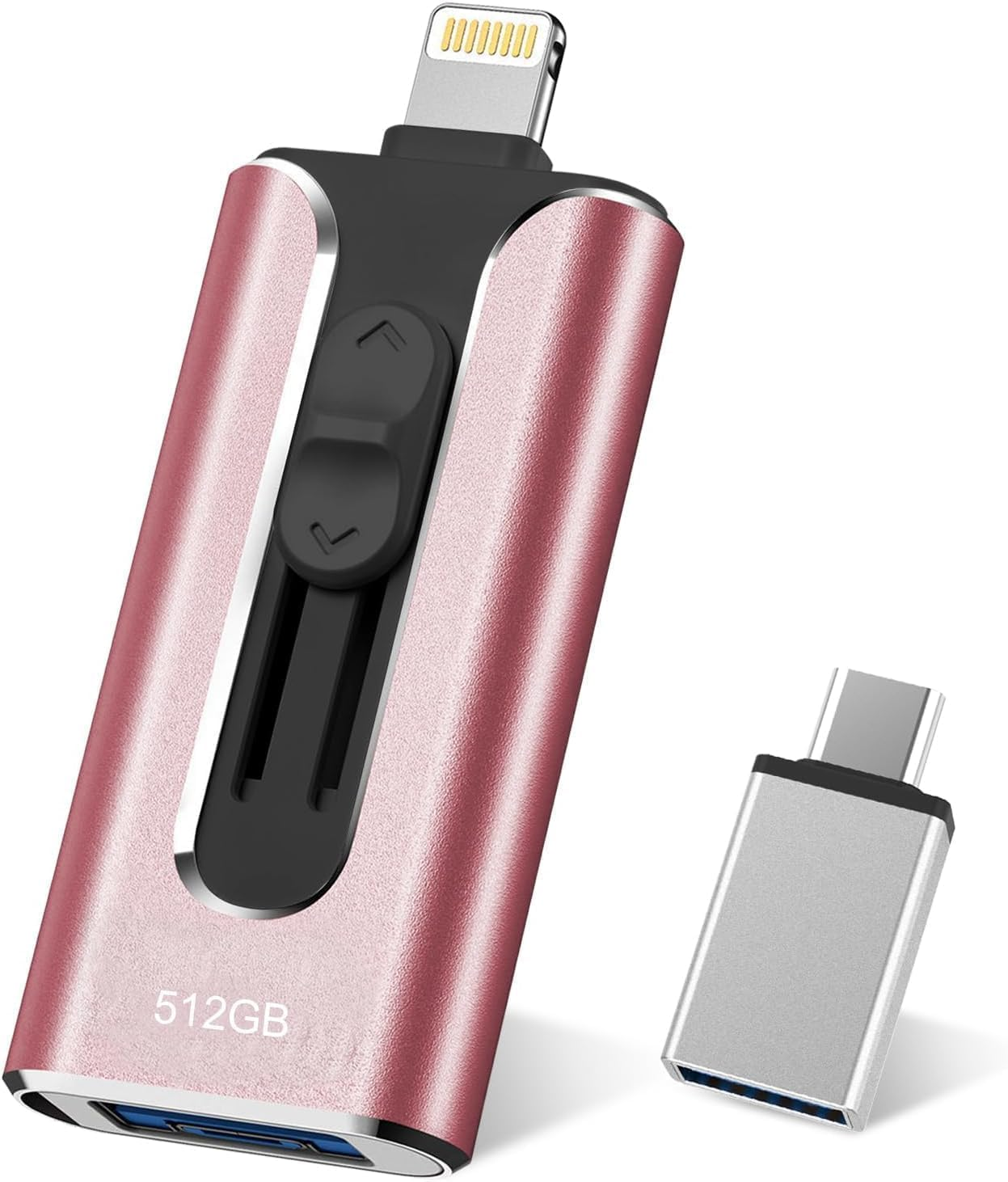 Phone Photo Stick,Mfi Certified Phone Flash Drive,4 in 1 512G USB Drive for Phone Ipad USB Stick,Phone Thumb Drive,Phone Photo Storage Phone Memory Stick for Phone/Pc/Ipad/More Devices(Blue - Pink