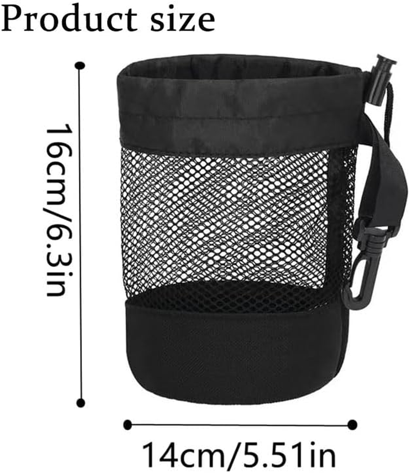 2Pack Golf Ball Storage Bag，Black Golf Ball Pouch Bags with Hooks & Drawstring，Golf Ball Organizer image number 1