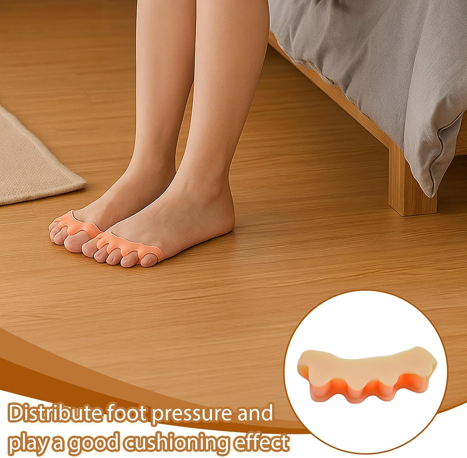 2 Pairs Silicone Toe Separators, Feet Gel Spacers to Correct Bunions and Restore Toes, Yoga Training Therapeutic Relief Pain Hammer & Claw Toe Flamingo Feet Corrector for Women & Men (Skin-Color) image number 3