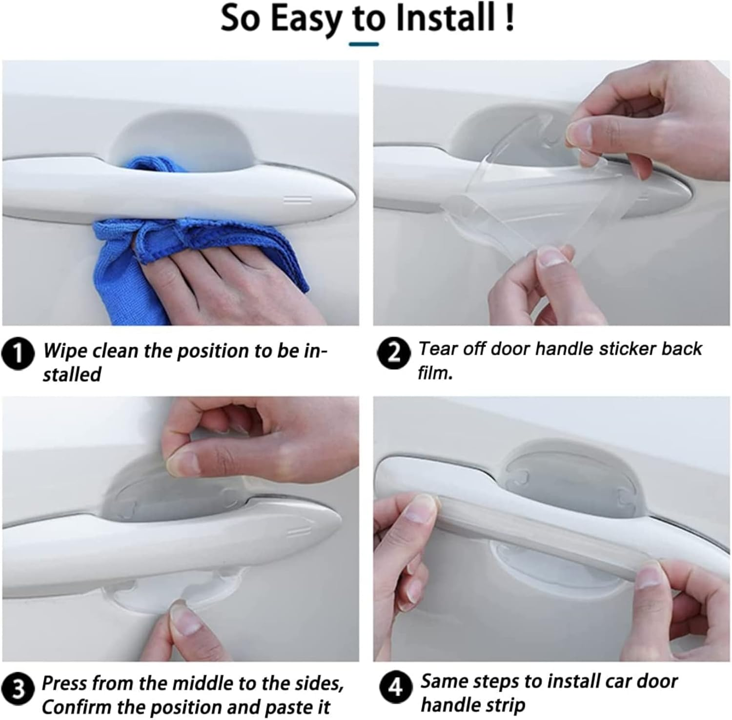 8 Pcs Car Door Handle Protectors - Transparent Waterproof Anti-Scratch Paint Universal Cup Handle Sticker image number 5