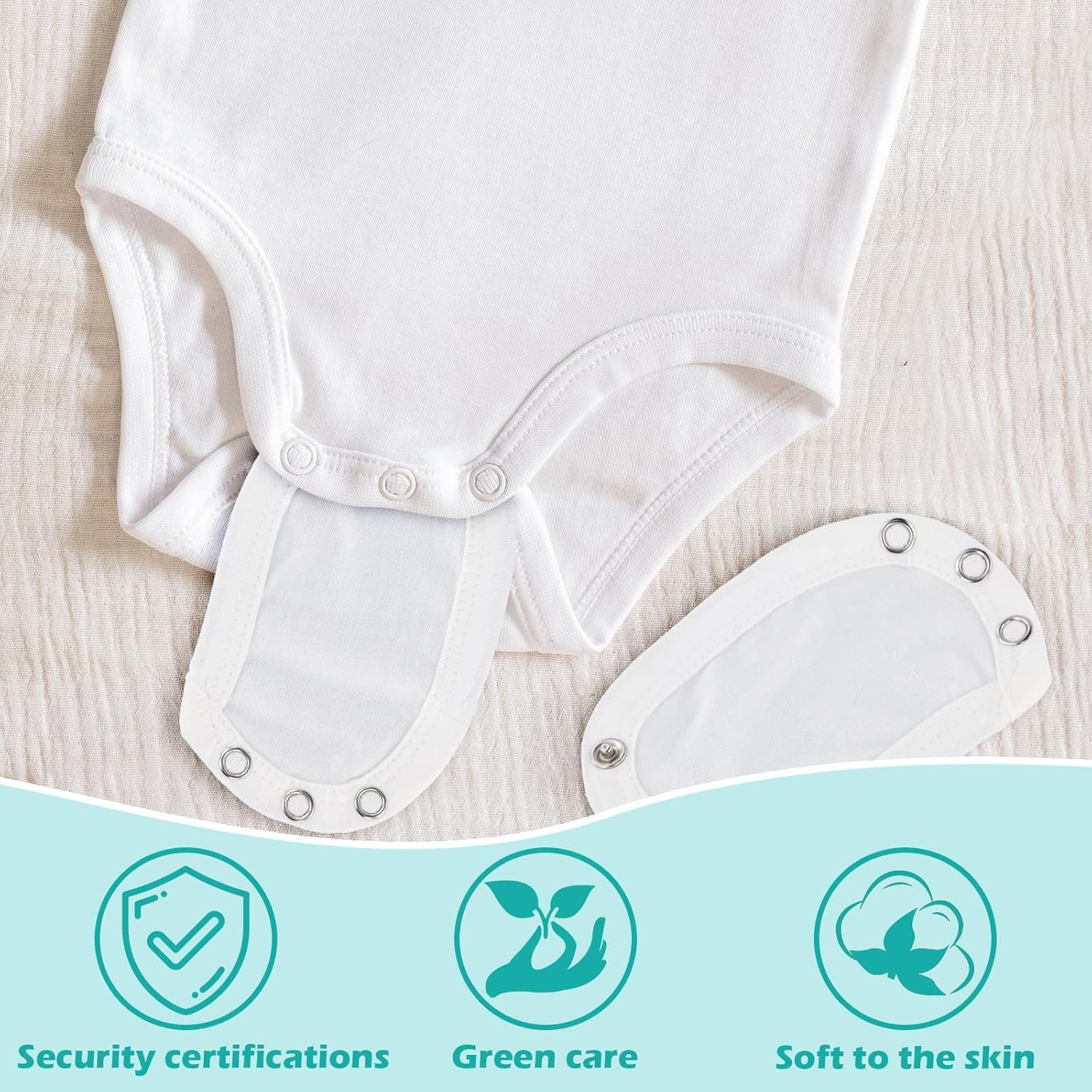6 Pcs Baby Vest Bodysuit Baby Clothes Extension Baby Onesie Extender Cotton White Bodysuit Extende for Newborn Cotton Bodysuit Extender with Push Button image number 1
