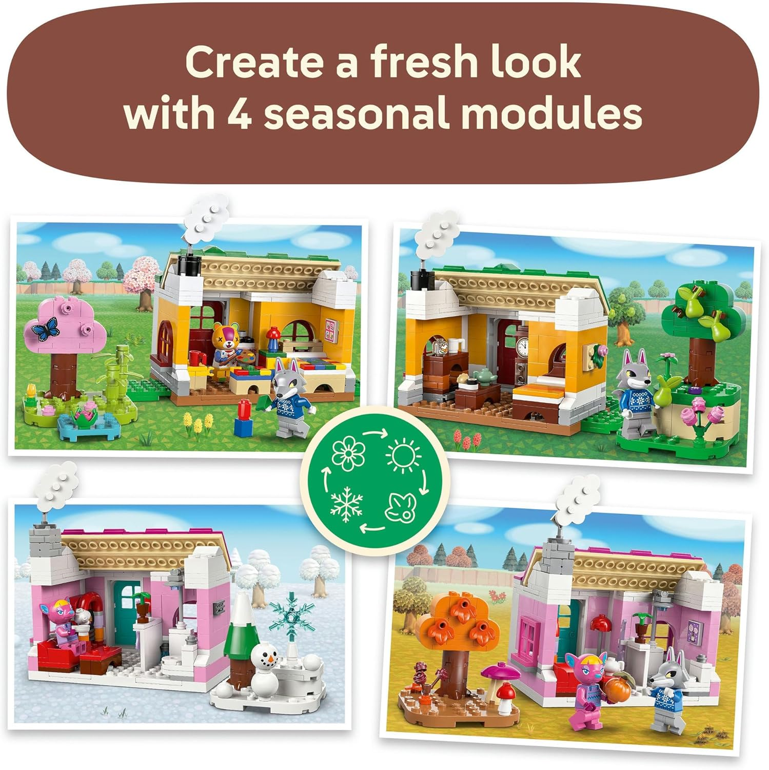 LEGO&reg; Animal Crossing&trade; Creative Houses: Seasons of Fun 77057 Building Set with Minifigures, Nintendo&reg; Character Toy for Kids, Creative Gaming Figure Toy for Girls and Boys Aged 7 Plus