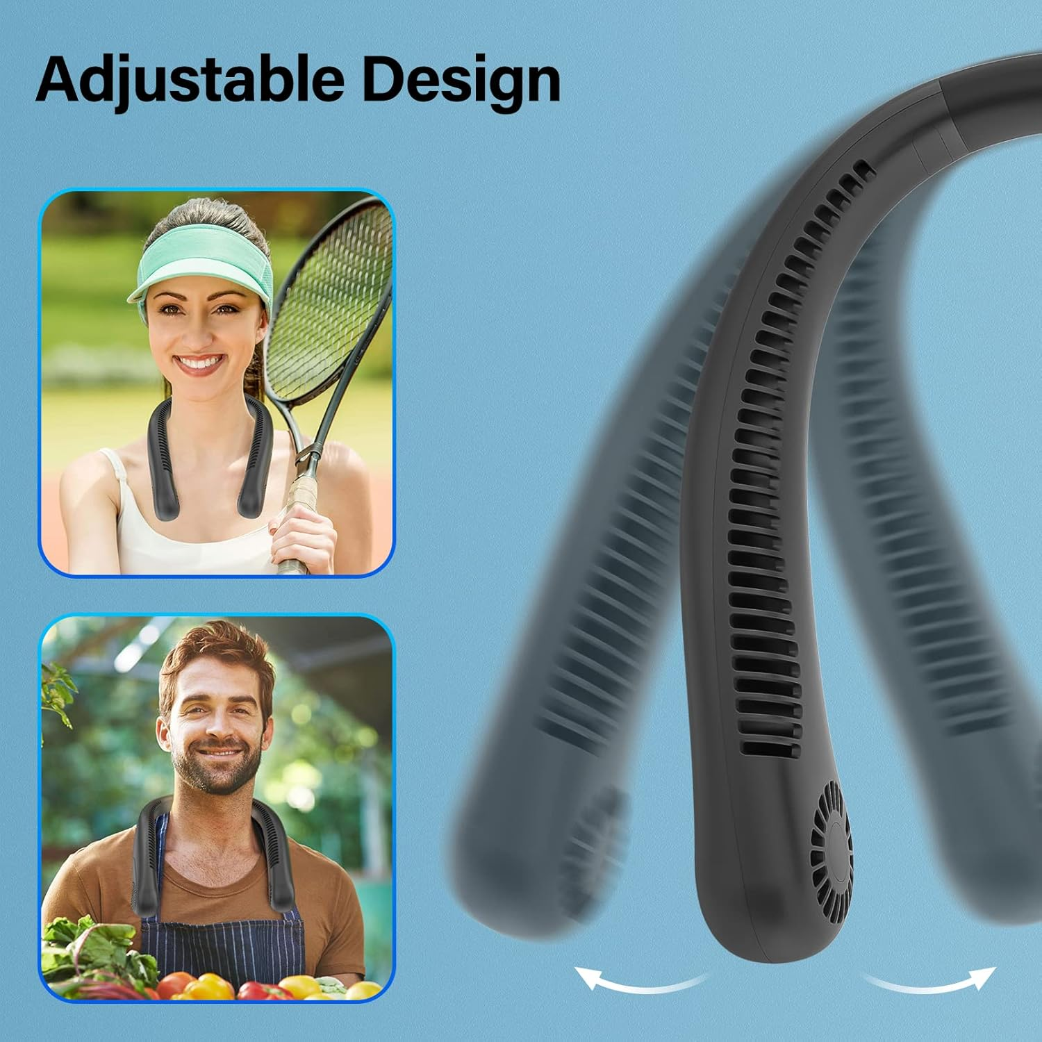 Handfan 5000Mah Neck Fan Bladeless Portable Rechargeable Lazy Wearable Fan,Usb Handsfree Fan, Mute 3-Speed 15 Hrs Working Time for Outdoor Travel (Black) image number 3