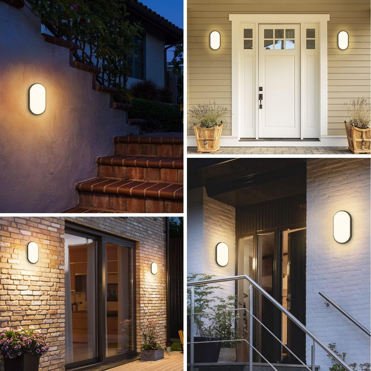 ANWIO 14W outside Black LED Oval Bulkhead Light, IP54 Waterproof Outdoor Porch Light, External Wall Ceiling Light, 980LM, 4000K Natural White (2 Pack) - 14W-Black Oval-2Pcs image number 6