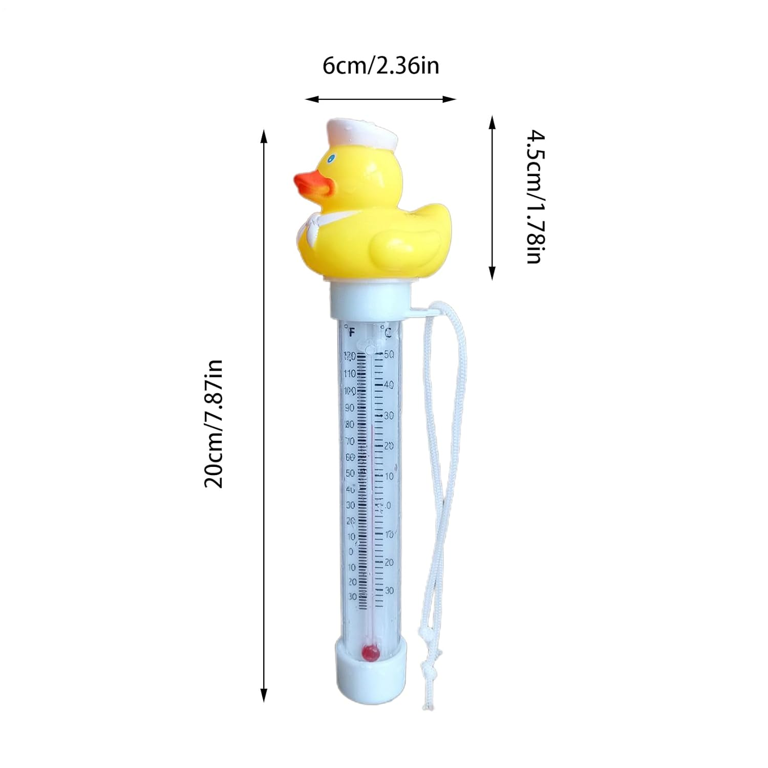 Floating Pool Thermometer, Cute Duck Design Hot Tub Thermometer, Large Size Accurate Readings for Water Temperature with String for Aquariums, Swimming Pools & Spas